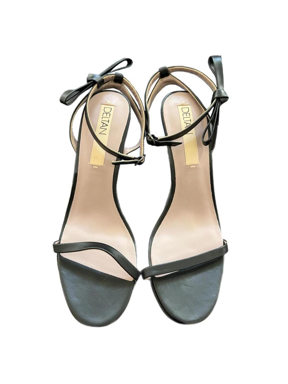 DELTAN Heels‎ in Matte Black Leather with Side Bows - 10